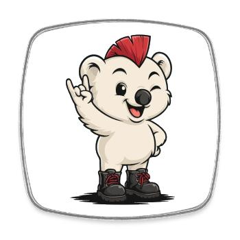 Punk Icebear - Magnet carré - blanc - Devant