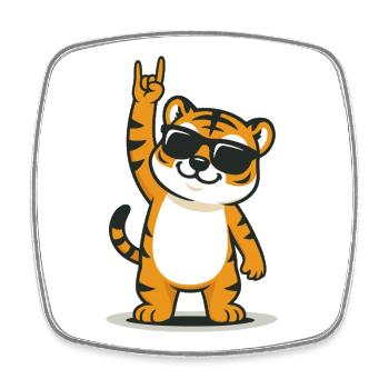 Tiger rocks loudly - Square fridge magnet - white - Front