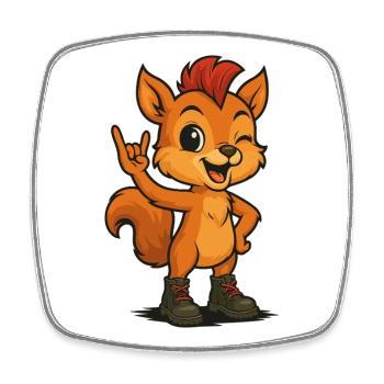 Punk Rock Squirrel - Square fridge magnet - white - Front