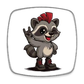 Punk Rock Raccoon - Viereckiger Kühlschrankmagnet - Weiß - Vorne