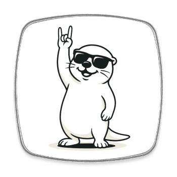 Rockin' Otter - Viereckiger Kühlschrankmagnet - Weiß - Vorne