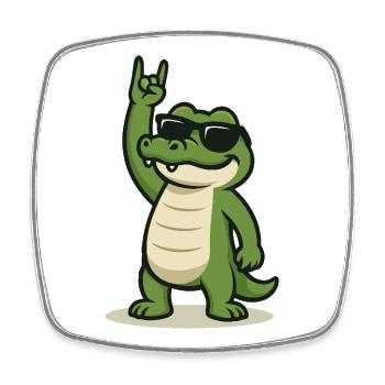 Rockin' Croc - Viereckiger Kühlschrankmagnet - Weiß - Vorne