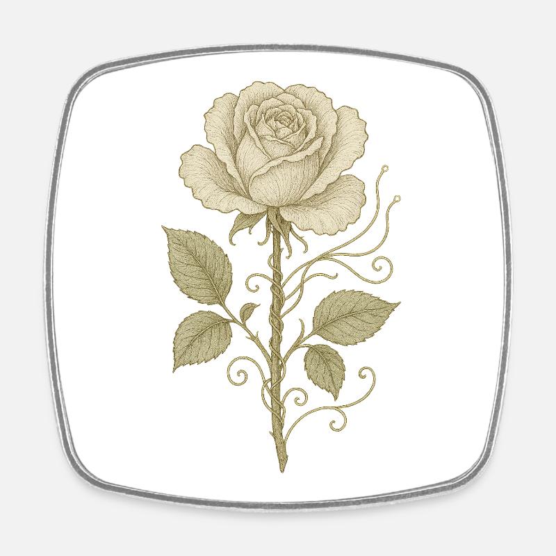 Dessin au crayon rose vintage - Magnet carré - blanc