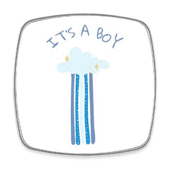 It's a Boy - Blue Rainbow with Cloud - Square fridge magnet - white - Front