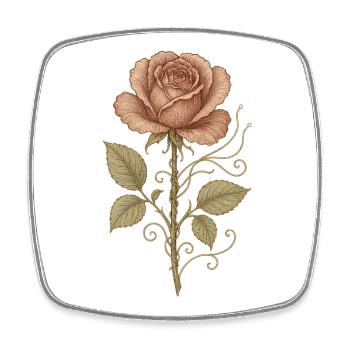 Rote Rose Vintage - Viereckiger Kühlschrankmagnet - Weiß - Vorne