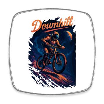 MTB Mountain Biking Downhill Astronaut Gift - Square fridge magnet - white - Front