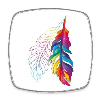 Rainbow feathers – colourful boho design - Square fridge magnet - white - Front