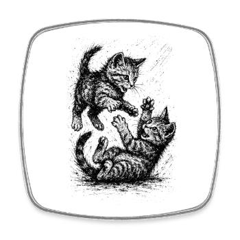 Rangée de chats - Magnet carré - blanc - Devant