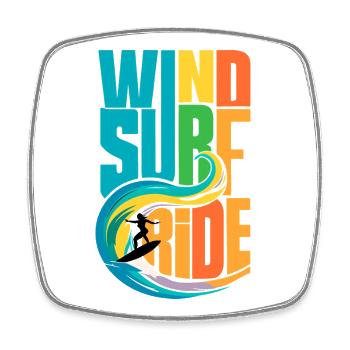 Farbenfrohe Windsurf-Ride-Action-Kunst - Lebendige Gewässer - Viereckiger Kühlschrankmagnet - Weiß - Vorne
