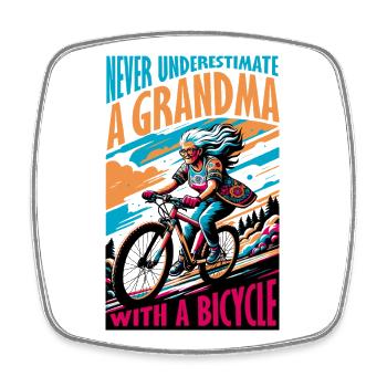 Lebendiges Grandma Bicycle Adventure Design - Viereckiger Kühlschrankmagnet - Weiß - Vorne