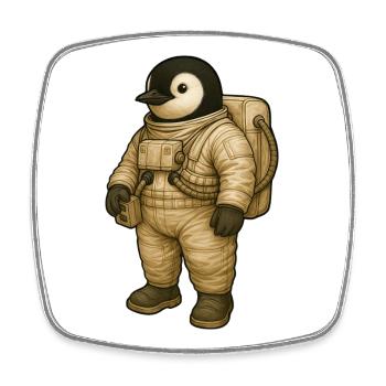 Cute Penguin Astronaut in Space Adventure - Square fridge magnet - white - Front