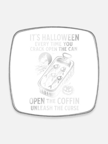 Halloween Fish Cans Spooky Design - Square fridge magnet - white