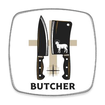 Honneur du boucher - Magnet carré - blanc - Devant