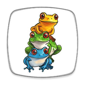Stacked Frogs Cartoon Design - Square fridge magnet - white - Front