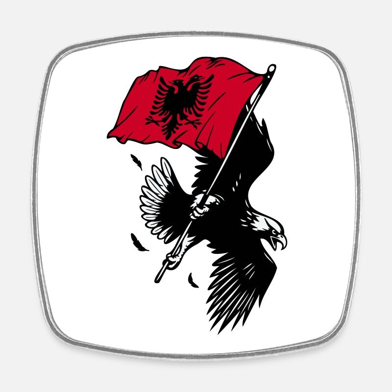 Albanian eagle with flag - Square fridge magnet - white