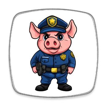 Police porcine - Magnet carré - blanc - Devant