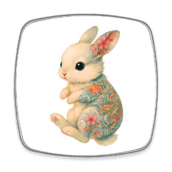 Yakuza Bunny – Soft Fur, Bold Ink - Square fridge magnet - white - Front