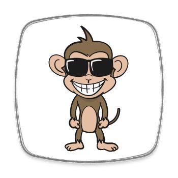 Cooler Affe mit Sonnenbrille - Viereckiger Kühlschrankmagnet - Weiß - Vorne