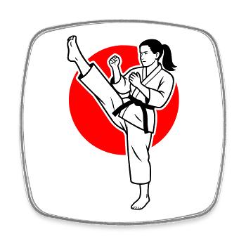 Karate Mae-Geri - Square fridge magnet - white - Front