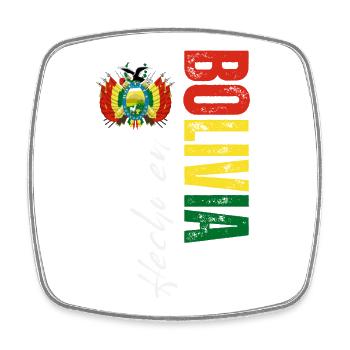 Fabriqué en Bolivie, design vertical - Magnet carré - blanc - Devant
