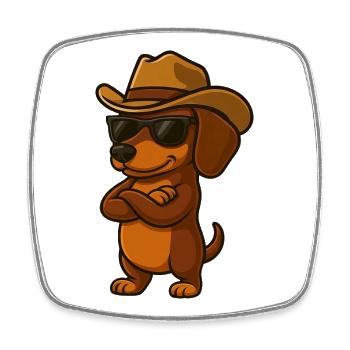 Cool dachshund with crossed arms Texas USA - Square fridge magnet - white - Front