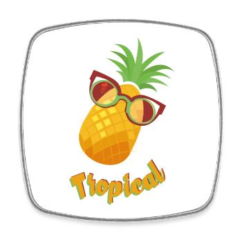 Tropical pineapple with sunglasses - Square fridge magnet - white - Front
