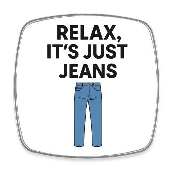 Relax It's Just Jeans Graphic Tee - Square fridge magnet - white - Front