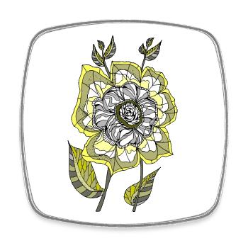 Abstract Rose in Yellow and Grey Tones - Square fridge magnet - white - Front