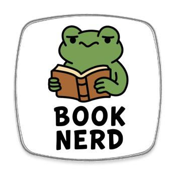 Wise Frog Lecture Livre Imprimer - Magnet carré - blanc - Devant