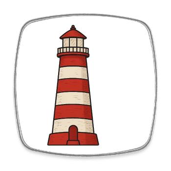 Leuchtturm - Viereckiger Kühlschrankmagnet - Weiß - Vorne