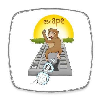 Humorvolles Affen-Design mit Tastatur - Viereckiger Kühlschrankmagnet - Weiß - Vorne
