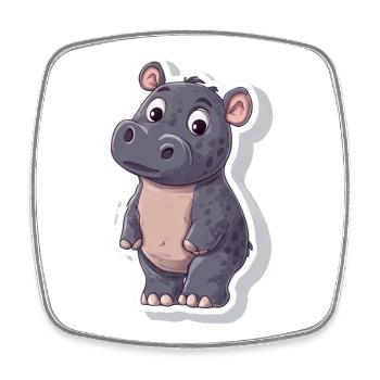 Hippopotamus - Square fridge magnet - white - Front