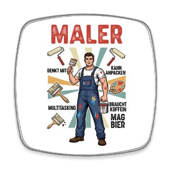 Der Maler - Viereckiger Kühlschrankmagnet - Weiß - Vorne