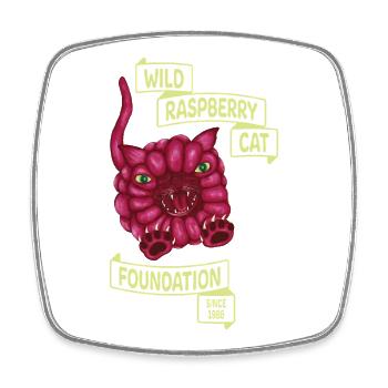 Wild Raspberry Cat - Square fridge magnet - white - Front