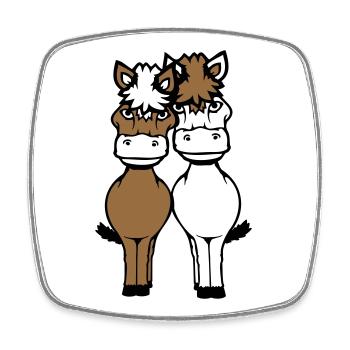 2 Horses Man Woman Lovers Friends Love Team - Square fridge magnet - white - Front