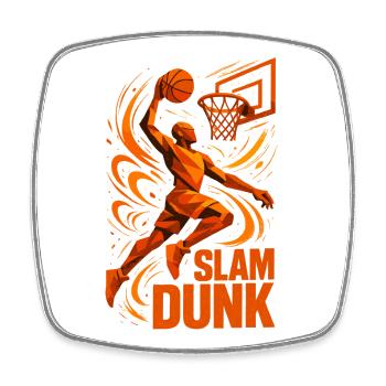 Basketball Slam Dunk Throw Player Dunking Gift - Square fridge magnet - white - Front