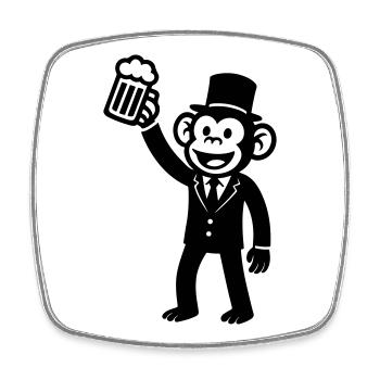Affe Bachelor Party Bier - Viereckiger Kühlschrankmagnet - Weiß - Vorne