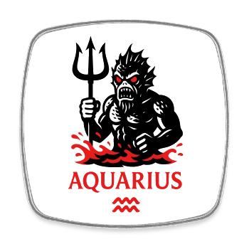 Sternzeichen Wassermann Monster - Viereckiger Kühlschrankmagnet - Weiß - Vorne