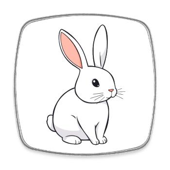 Lapin mignon en illustration minimaliste - Magnet carré - blanc - Devant