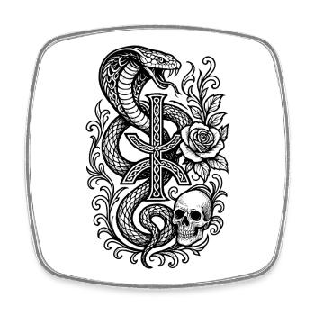Design Abstract Symbole Amazigh YAZ - Magnet carré - blanc - Devant