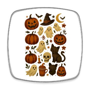 Halloween Süßigkeiten & Spuk Motive - Viereckiger Kühlschrankmagnet - Weiß - Vorne