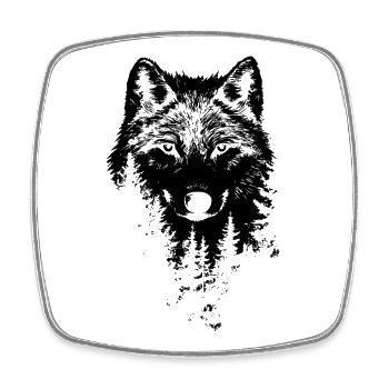 Silhouette de forêt de visage de loup - Magnet carré - blanc - Devant