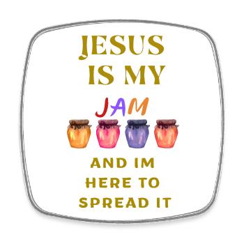 Jesus is my jam and im here to spread it - Square fridge magnet - white - Front