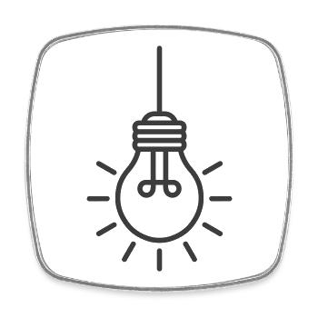 Hanging Light Bulb Line Icon - Square fridge magnet - white - Front