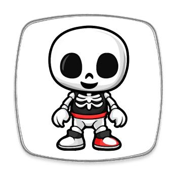 Squelette Bande Dessinée Halloween - Magnet carré - blanc - Devant
