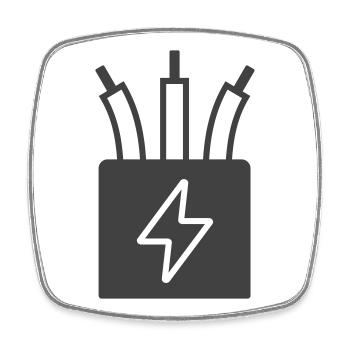 Electric Cable Power Icon Logo - Square fridge magnet - white - Front