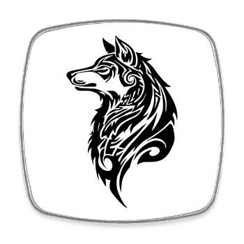 Wolf Tribal Tattoo - Square fridge magnet - white - Front