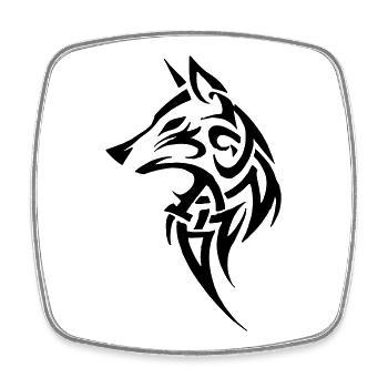 Loup Tribal - Magnet carré - blanc - Devant