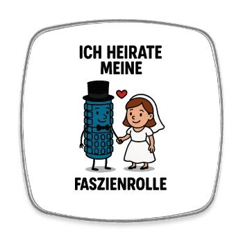 Fascia Roller Wedding Gymqueen Fitness Physio - Square fridge magnet - white - Front