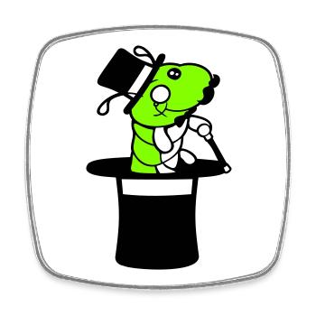 Caterpillar Sir Mr rich monocle top hat magician - Square fridge magnet - white - Front